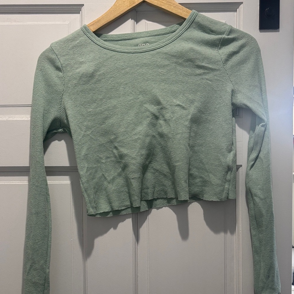 BDG Sage Green Ribbed Crop Top